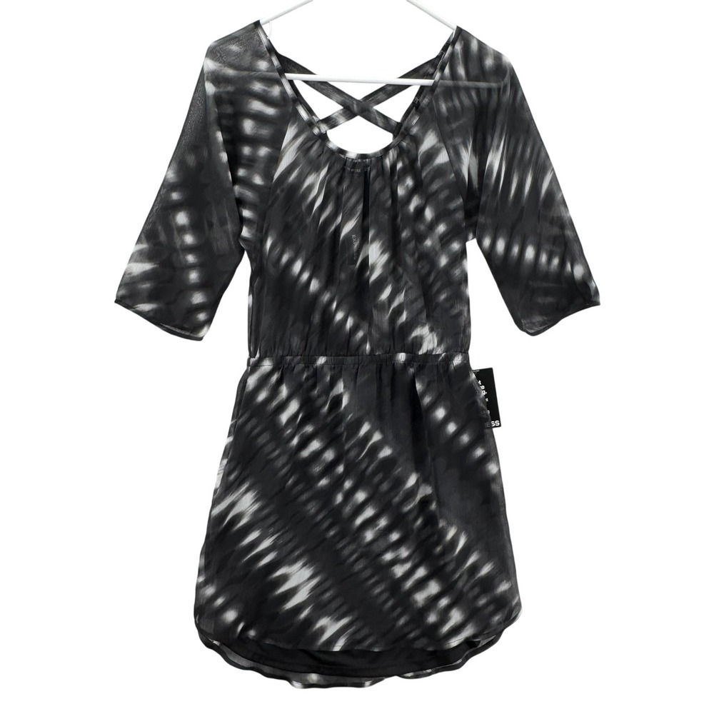 Express‎ Dress Womens XS Tie Dye Sheer Criss Cross Back Half Sleeve New